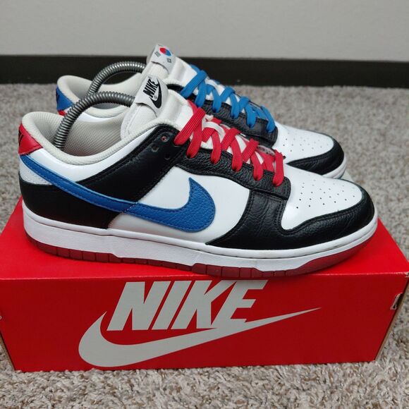 Nike Dunk Low SE Seoul Sneakers Mens 9 White Black Red Blue Korea DM7708-100 main image 4